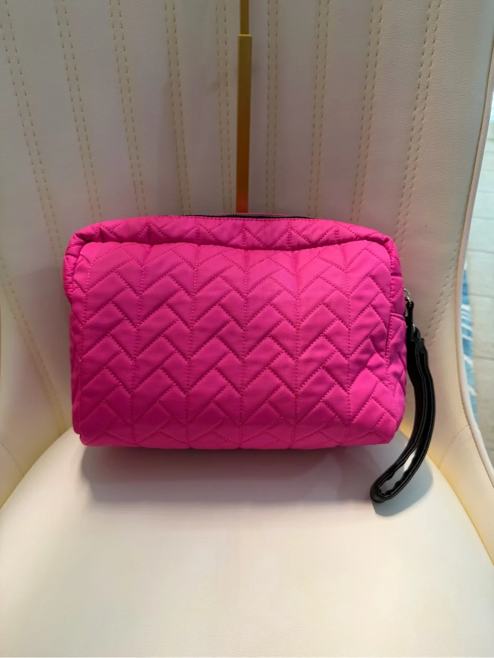 Steve Madden Hot Pink Quilted Wristlet Cosmetic Bag